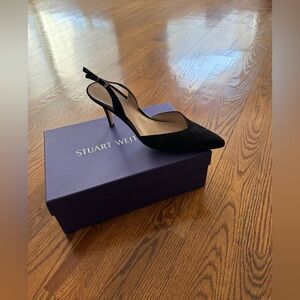 Stuart Weitzman Black Suede Slingback Heels